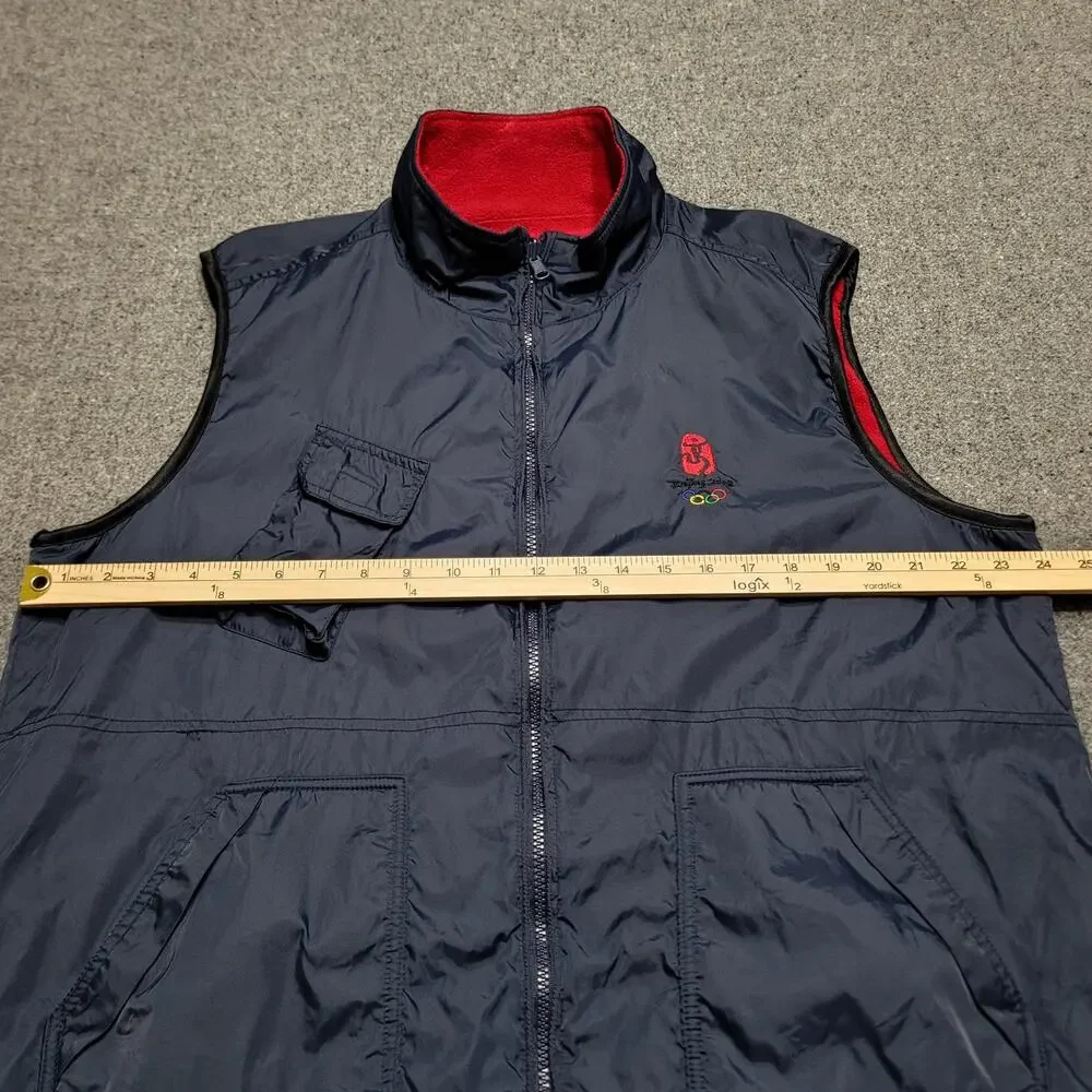 Beijing 2008 Olympics Jacket Mens Extra Large Blue Vest Pockets Zip Fleece Lined